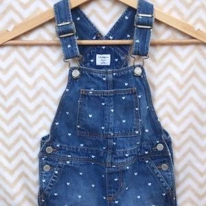 Denim Overall with White Hearts